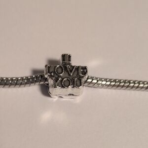 Silver 'I Love You' Charm for Pandora Style Bracelet